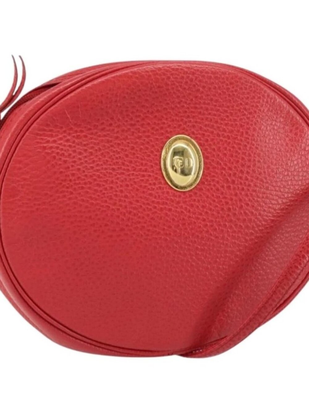 Christian Dior Shoulder Bag Leather Red Gold Auth